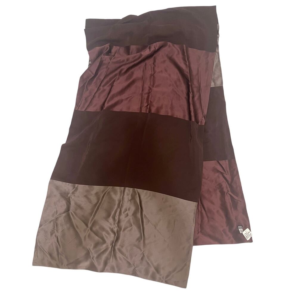 Mark Snider 100% Silk Scarf - Shades of Brown - Made in U.S.A - 24" x 92"